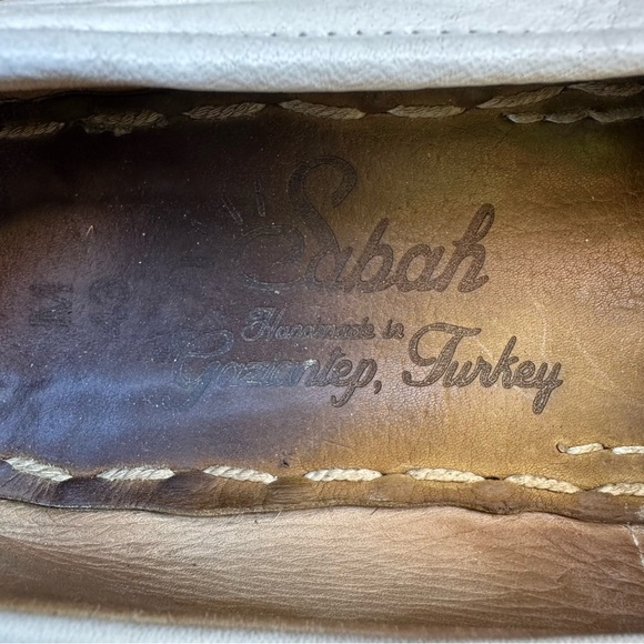 Sabah Handmade Ivory Leather Slip-On Loafers M 43 Unisex 11-11.5 Turkey Artisan main image 7